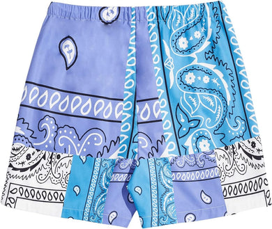 Men's Purple & Blue Paisley Printed Summer Shorts