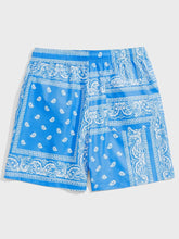 Load image into Gallery viewer, Men&#39;s Paisley Light Blue Bandana Printed Summer Shorts