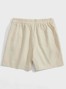 Men's Beige Good Vibes Palm Tree Summer Shorts