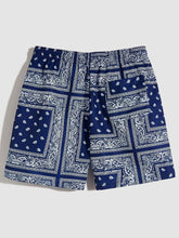 Load image into Gallery viewer, Men&#39;s Navy Blue Paisley Summer Style Printed Shorts