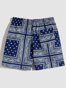 Men's Navy Blue Paisley Summer Style Printed Shorts