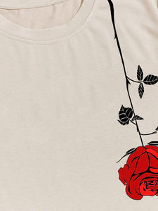 Men's Black Rose Graphic Printed Short Sleeve T-Shirt