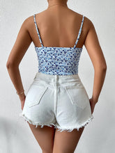 Load image into Gallery viewer, Sweetheart Blue Floral Lace Up Corset Style Strapless Top
