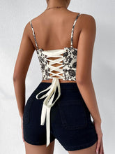 Load image into Gallery viewer, Sweetheart Green Floral Lace Up Corset Style Strapless Top