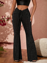 Load image into Gallery viewer, Black Twist Front Knit Metallic Sparkle Pants