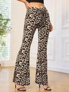 Leopard Twist Front Knit Metallic Sparkle Pants