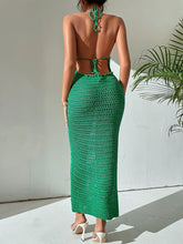 Load image into Gallery viewer, Crochet Knit Beige Backless Beach Style Maxi Dress