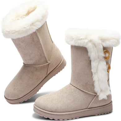 Sand Fashionable Winter Fur Lined Snow Boots