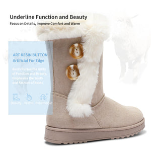 Sand Fashionable Winter Fur Lined Snow Boots