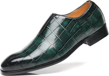 Load image into Gallery viewer, Men&#39;s Green Slip On Faux Leather Dress Shoes