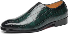 Load image into Gallery viewer, Men&#39;s Green Slip On Faux Leather Dress Shoes