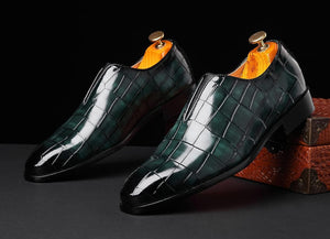 Men's Green Slip On Faux Leather Dress Shoes