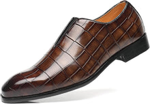 Load image into Gallery viewer, Men&#39;s Brown Slip On Faux Leather Dress Shoes