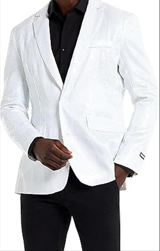 Men's Sequin NYE White Blazer Jackets