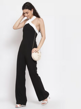 Load image into Gallery viewer, Black &amp; White Halter Sleeveless Wide Leg Jumpsuit