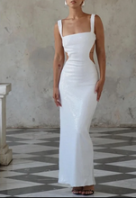 Load image into Gallery viewer, Socialite Silver Sequin Cut Out Sleeveless Maxi Dress