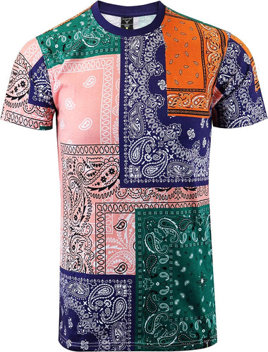 Men's Multi Color Bandana Print Short Sleeve T-Shirt