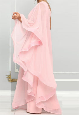 Beautiful Ruffled Pink Asymmetrical One Shoulder Jumpsuit