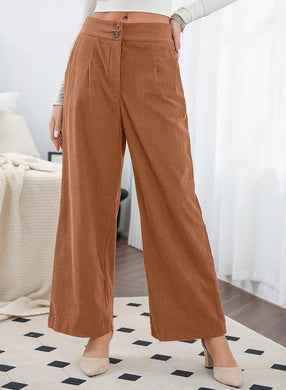 Soft Camel Courduroy High Waist Pants