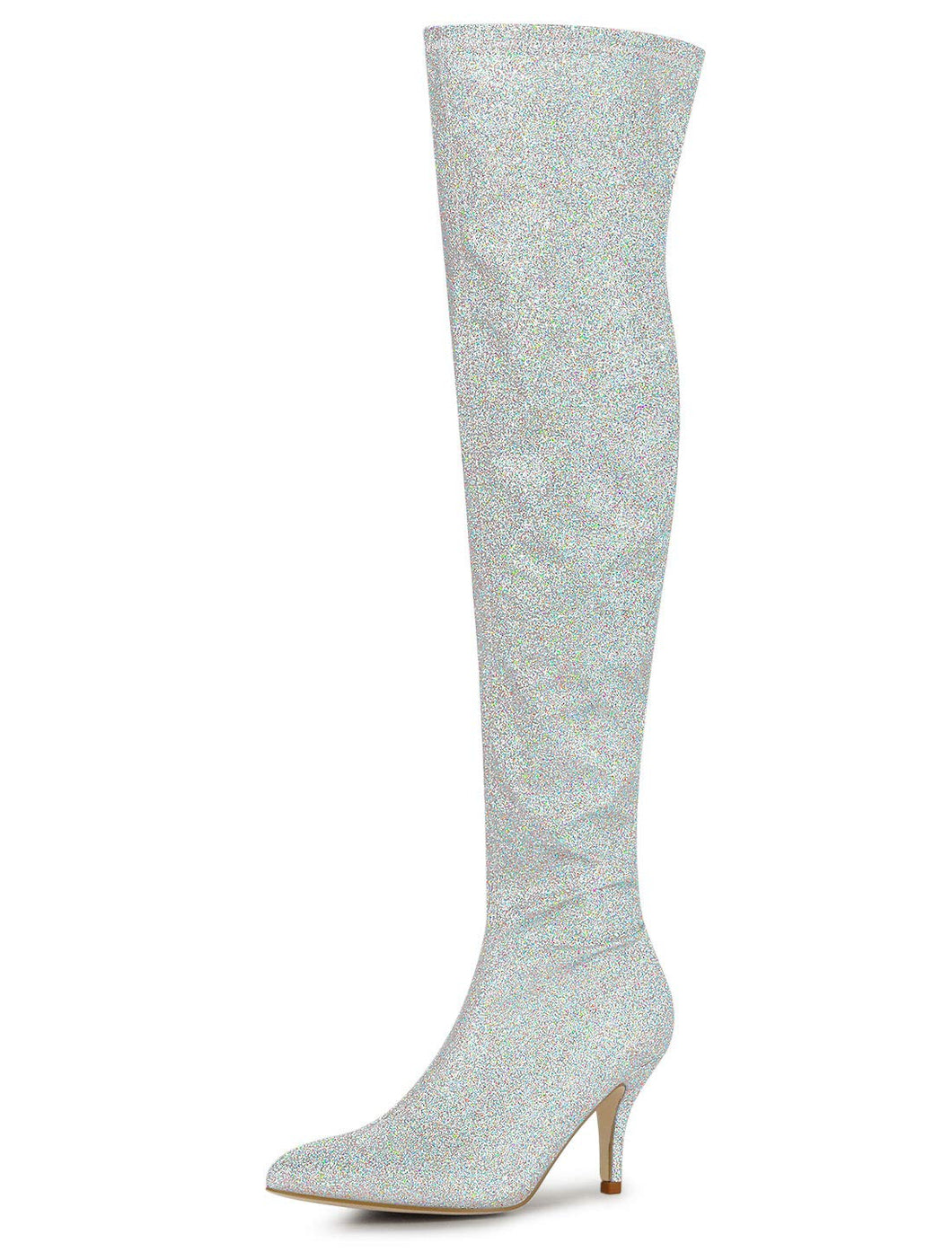 Silver Stylish Glitter Over The Knee Boots