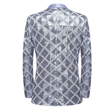 Load image into Gallery viewer, Silver Men&#39;s Diamond Sequin Long Sleeve Blazer