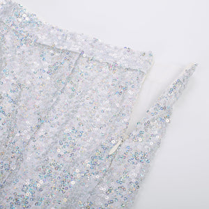Silver Sequin Sparkle Party Mini Skirt