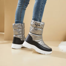 Load image into Gallery viewer, Silver Warm Comfort Drawstring Platform Snow Boots