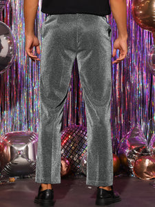 Silver Grey Men's Metallic Glitter Dress Pants