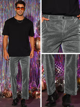 Load image into Gallery viewer, Silver Grey Men&#39;s Metallic Glitter Dress Pants