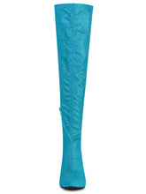 Load image into Gallery viewer, Sky Blue Stylish Glitter Over The Knee Boots