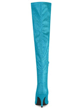 Load image into Gallery viewer, Sky Blue Stylish Glitter Over The Knee Boots