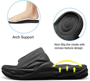 Men's Textured Light Soft Thick Sole Cushion Slides