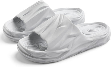 Men's Textured Grey Soft Thick Sole Cushion Slides