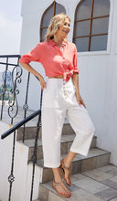 Load image into Gallery viewer, Apricot Linen Button Front Capri Pants
