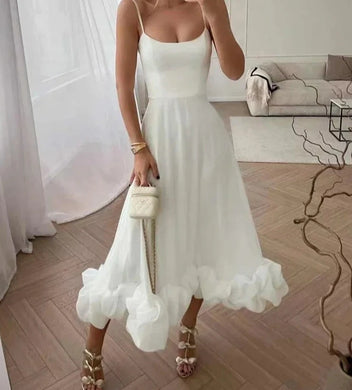 Cinderella Ruffled Chic White Sleeveless Maxi Dress