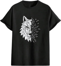 Load image into Gallery viewer, Men&#39;s Black Wolf Printed Short Sleeve Shirt