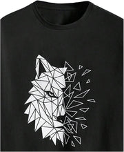 Load image into Gallery viewer, Men&#39;s Black Wolf Printed Short Sleeve Shirt