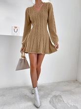 Load image into Gallery viewer, Bishop Sleeve Black Flared Knit Sweater Dress