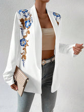 Load image into Gallery viewer, Floral Printed Beige Open Front Lapel Long Sleeve Blazer