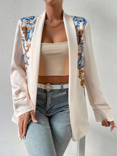 Load image into Gallery viewer, Floral Printed White Open Front Lapel Long Sleeve Blazer