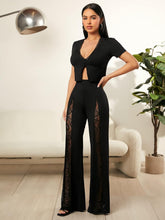 Load image into Gallery viewer, Black Mesh Lace High Waist Palazzo Pants