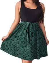 Load image into Gallery viewer, Plus Size Black Polkadot Color Block Sleeveless Dress