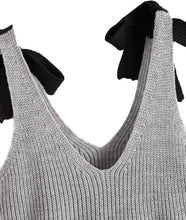 Load image into Gallery viewer, Bow Knit Grey Sleeveless Summer Top Blouse