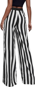 Black & White Striped High Waist Pants