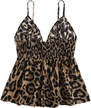 Load image into Gallery viewer, Plus Size Leopard Brown Sleeveless Peplum Cami Top