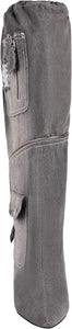Zippered Denim Style Grey Cargo Ruched Stieltto Mid Calf Boots