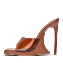 Load image into Gallery viewer, Brown Exotic Open Toe Mule Heels