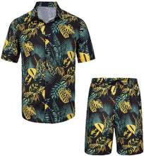 Load image into Gallery viewer, Men&#39;s Yellow Tropical Print Shirt &amp; Shorts Set