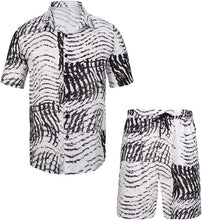 Load image into Gallery viewer, Men&#39;s Black &amp; Yellow Tropical Print Shirt &amp; Shorts Set