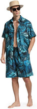 Load image into Gallery viewer, Men&#39;s Black &amp; Red Floral Print Shirt &amp; Shorts Set